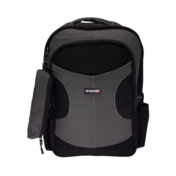 Gharibo Bags School Backpack With Pencil Case for Kids, Solid Pattern - Grey and Black