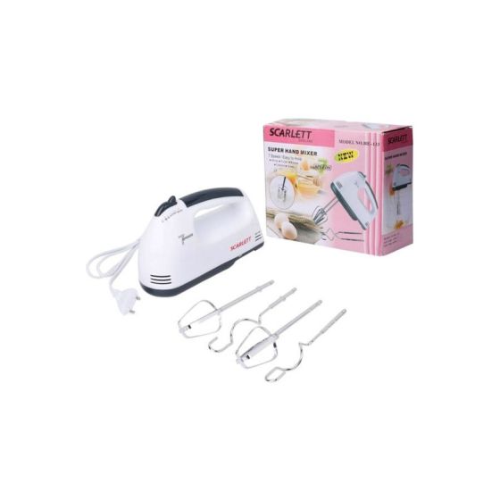 Scarlett Hand Mixer with Attachments, 180W, White and Grey - HE-133