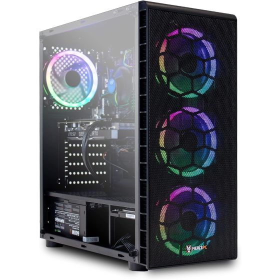 Fierce Gaming RGB 200005 PC Tower, Intel Core i5 10400, 1TB HDD, 16GB RAM, Intel Graphics, DOS- Black