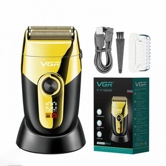 VGR Rechargeable Hair shaver, Wet and Dry, Black and Gold - V-383