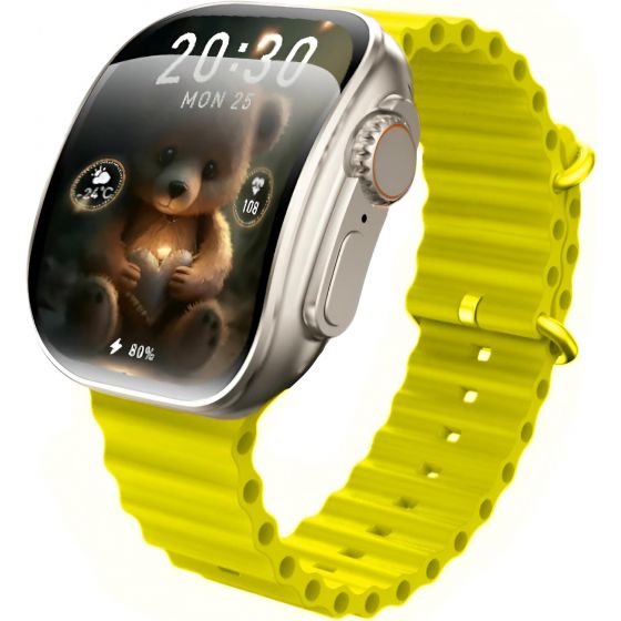 X10 ULTRA 3 Curved Smart Watch, 1.3 Inch - Yellow