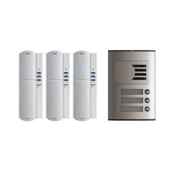 Auta Outdoor Intercom, 3 Lines, Silver and White - 749703
