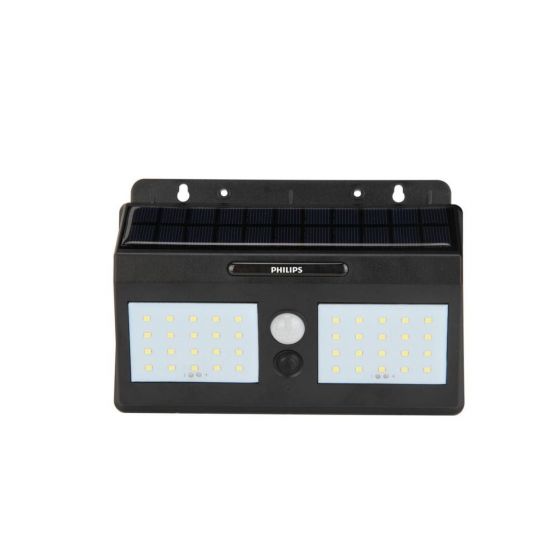 Philips Essential Smart Bright Solar Wall Light, 1.3W, Daylight, Black - BWS010 LED300/765