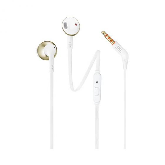 JBL T205 Wired Earphones - White and Gold