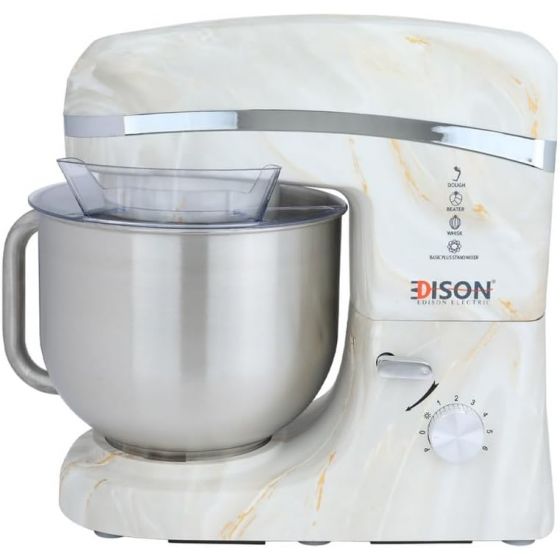 Edison Stand Mixer, 6.5 Liters, 1000 Watt - White Marble and Gold