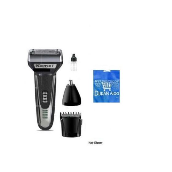 Kemei 3 In 1 Rechargeable Hair Clipper, Black - KM-6776, with Gift Bag
