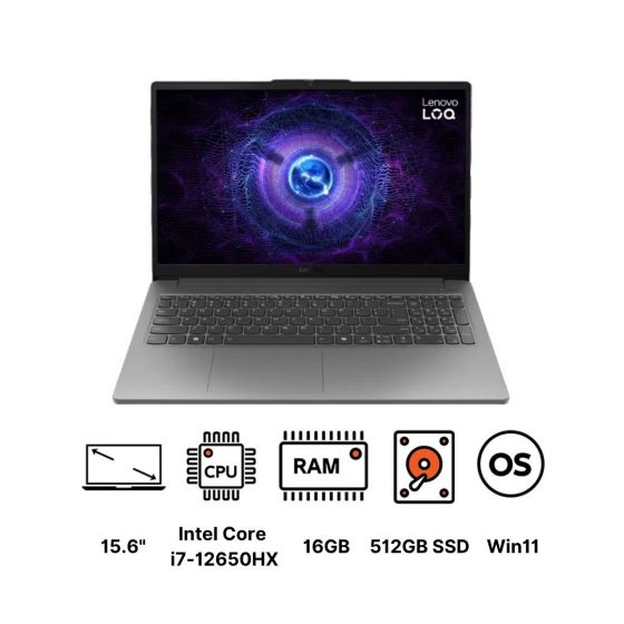 Lenovo LOQ 15IAX9E 83LK0061ED Gaming Laptop, Intel Core i7-12650HX, 512GB SSD, 16GB RAM, 15.6 Inch, FHD, IPS, 144Hz, Nvidia GeForce RTX 4050 6GB, Windows 11 - Luna Grey