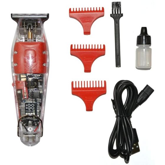 Waer Dry Hair Shaver, Transparent  and Red - WA-1931