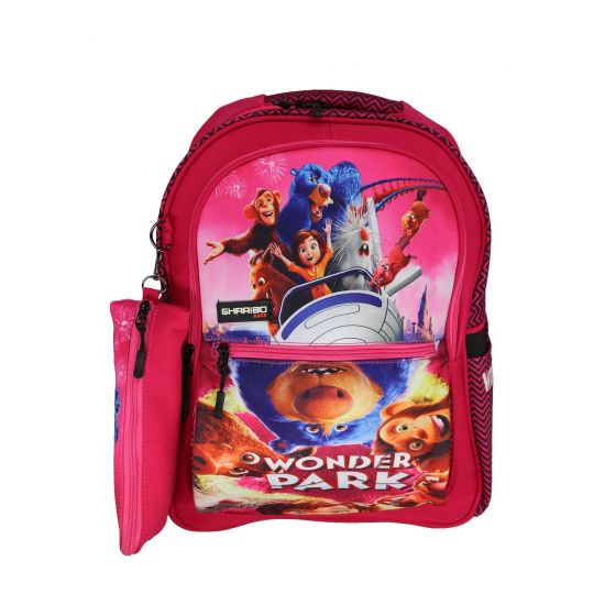 Gharibo Bags School Backpack With Pencil Case For Girls, Wonder Park Pattern - Pink