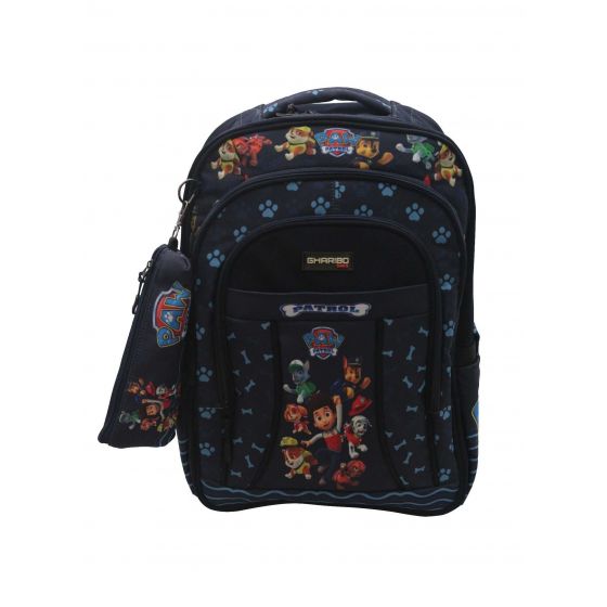 Gharibo Bags School Backpack With Pencil Case For Boys, Paw Patrol Pattern - Navy