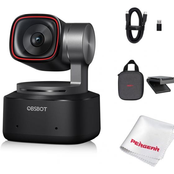 OBSBOT Tiny 2 PTZ Webcam with Microphone, 4K - Black