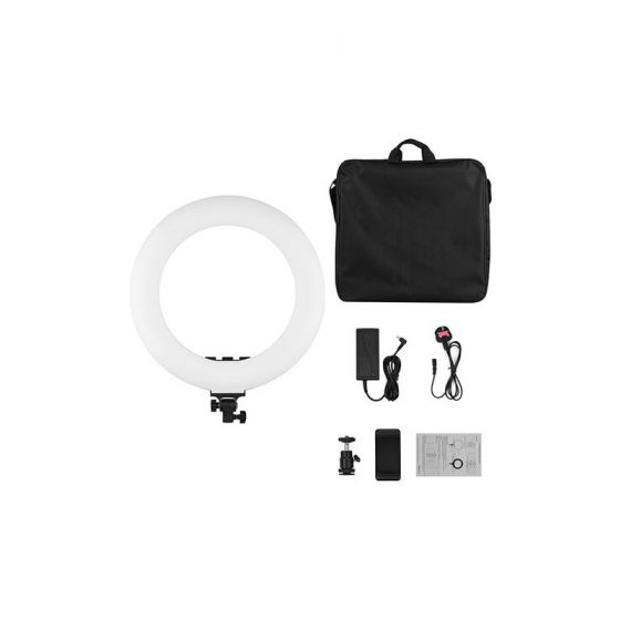 LED Ring Light with Phone Holder, Black and White - D7921UK-1-C
