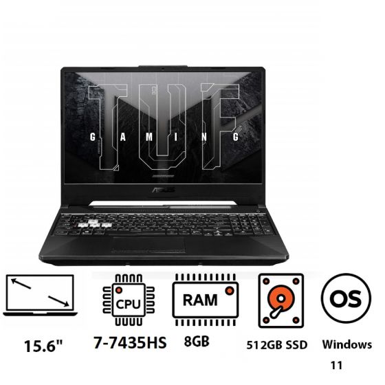 لاب اسوس تي يو اف جيمينج FA506NCR-HN007W، معالج ايه ام دي رايزن 7 7435HS، هارد SSD سعة 512 جيجا، رام 8 جيجا، شاشة FHD بحجم 15.6 بوصة، 144 هرتز، كارت انفيديا جي فورس  RTX 3050 سعة 6 جيجا، ويندوز 11 - رمادي