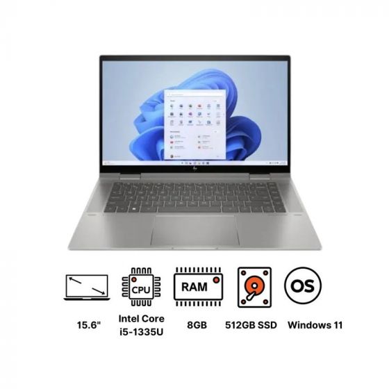 لاب توب اتش بي اينفي x360 15-EW1058WM، انتل كور I5-1335U، هارد SSD سعة 512 جيجا، رام 8 جيجا، شاشة IPS، مقاس 15.6 بوصة، بدقة FHD، كارت شاشة انتل ايريس Xe  جرافيكس، ويندوز 11 - فضي
