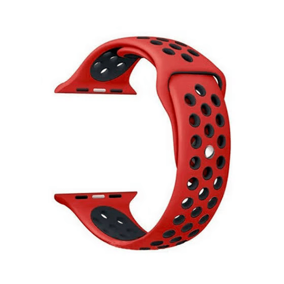 Silicone Sport Replacement Strap for Apple Smart Watch, 42mm - Black and Red