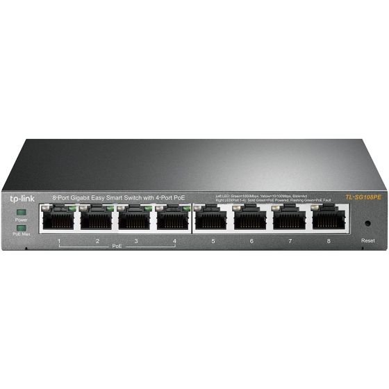 سويتش سطح مكتب تي بي لينك 1000 ميجابت، 8 منافذ - TL-SG108PE