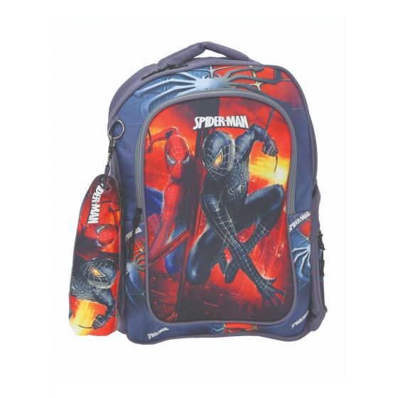 Gharibo Bags School Backpack With Pencil Case For Boys, Spiderman Pattern - Red and Navy