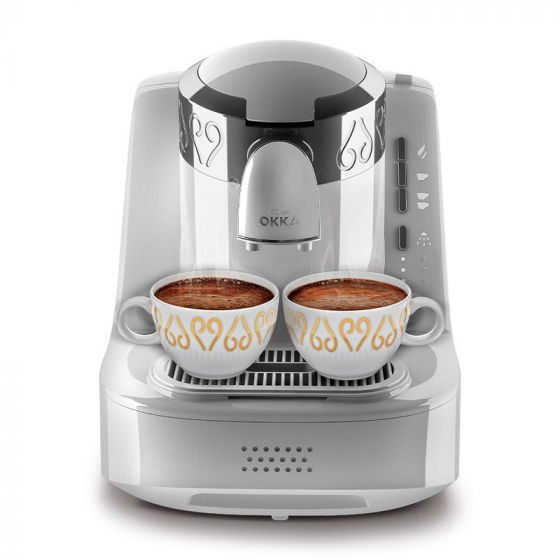 Arzum Okka Automatic Turkish Coffee Machine, 2 cups, 710 Watt, White/Chrome - OK002-WHITE