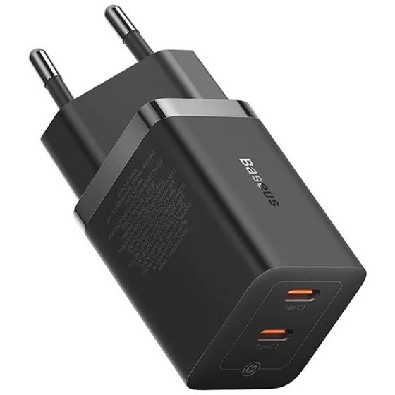 Baseus Wall Charger, 40W, 2 USB-C Ports, Black - CCGP180101