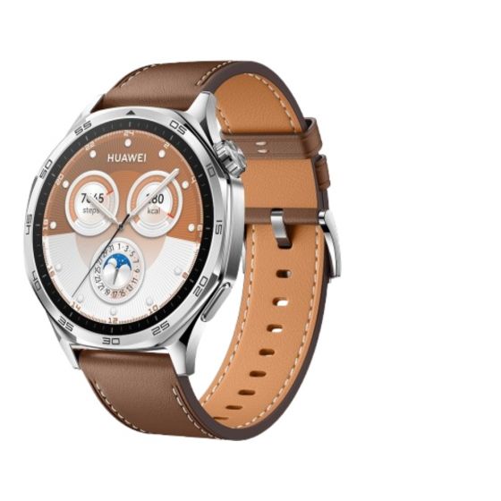 Huawei GT 5 Smart Watch, 46mm, Silver Case and Brown Strap - VILI-B19L