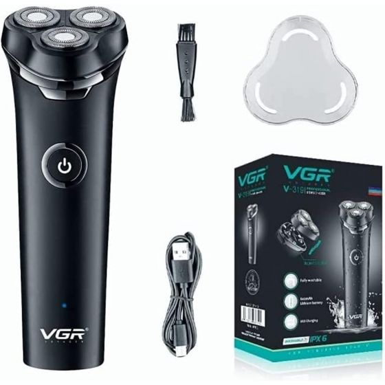 VGR Rechargeable Shaver, Wet and Dry, Black - V-319