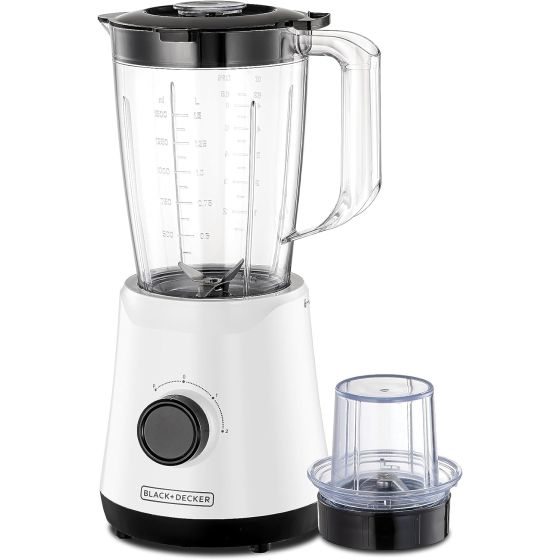 Black + Decker Blender with Mill, 1.5 Liters, 500 Watt, White - BX520-B5