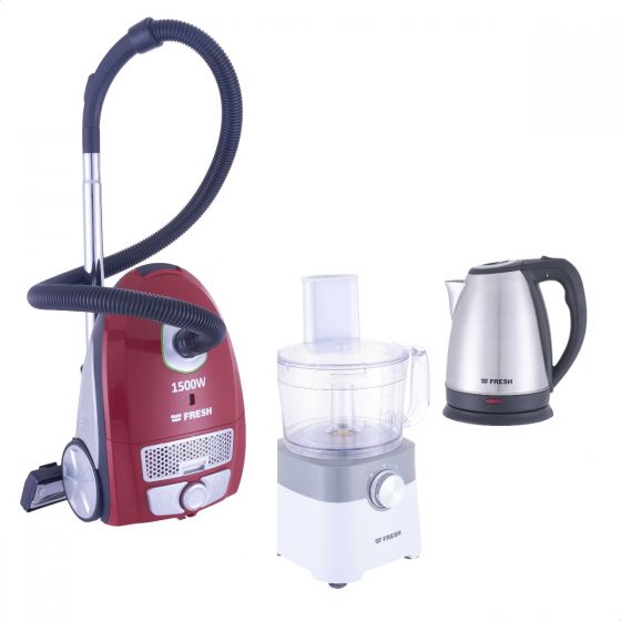 Fresh Vacuum Cleaner, 1500 Watt with Fresh Food Processor, 1000 Watt - FP402 and Fresh Electric Kettle, 1.7 Liter 