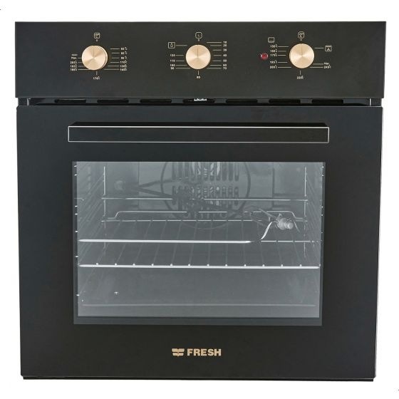 Fresh Built-In Dual Oven With Grill, 56 Liters, Black - 9636