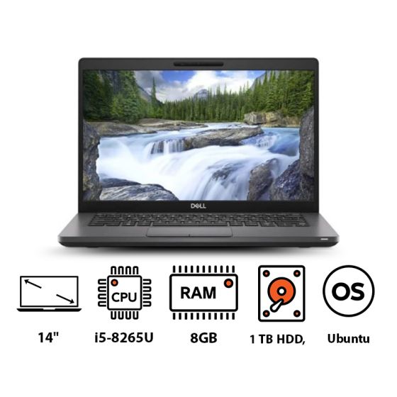 Dell Latitude 5400 Laptop, Intel Core i5-8265U, 1 TB HDD, 8 GB RAM, 14 Inch FHD Display, Intel UHD 620 Graphics,  Ubuntu - Black