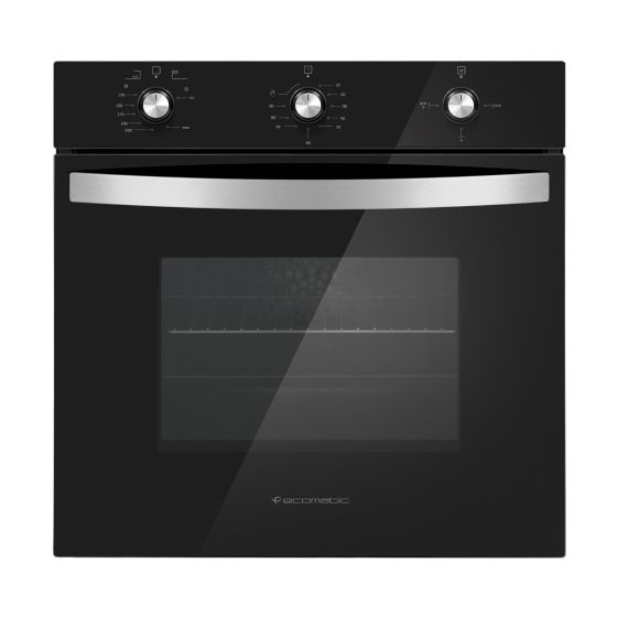 Ecomatic Crystal Turbofan Built-In Gas Oven With Grill, 64 Liters, Black- G6104GT