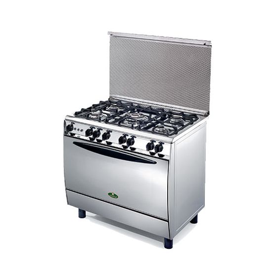 Kiriazi King Gas Cooker, 5 Burners, Stainless Steel- 9605F