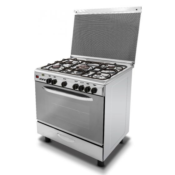 Kiriazi Gas Cooker, 5 Burners, Silver- 8604F/1
