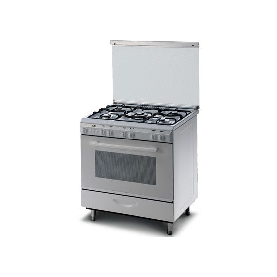 Kiriazi Gas Cooker, 5 Burners, Silver- SM8600