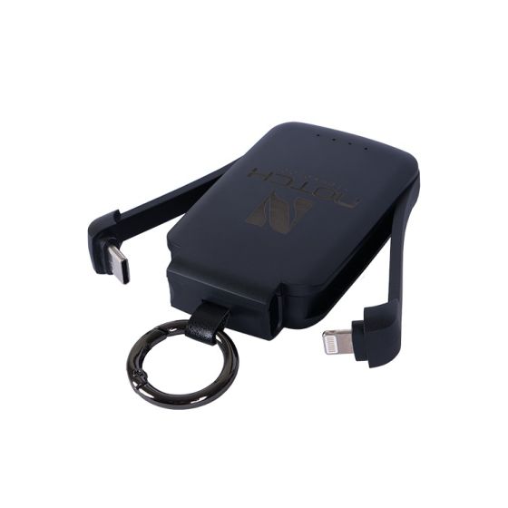 Notch GoEmergency Wired Power Bank with Attachments, 2000 mAh, 2 Ports - Navy