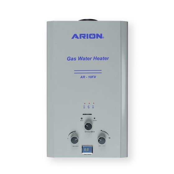 Arion Digital Gas Water Heater, 10 Liter, Silver - AR-10FX