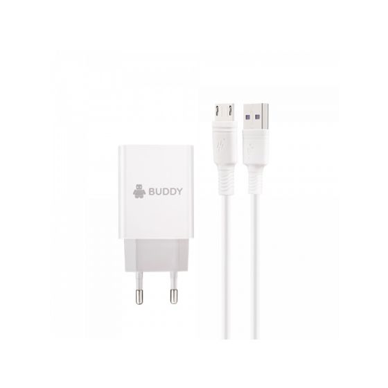 شاحن بادي BUH3، مع كابل مايكرو USB، قدرة 18 وات - ابيض