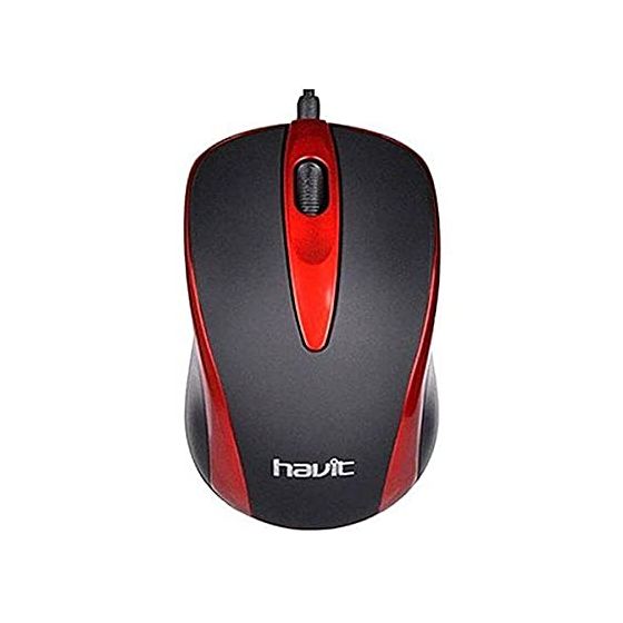 HAVIT Wired Mouse, Black-Red - MS753