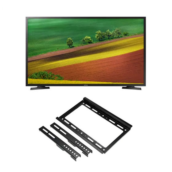 شاشة تلفزيون سمارت سامسونج 32 بوصة LED، بدقة HD، بريسيفر داخلي - 32T5300AUXEG مع حامل شاشة تلفزيون بحجم 14-42 بوصة - اسود