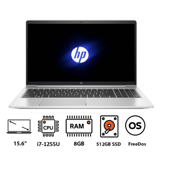 لاب توب اتش بي برو بوك 450 G9 5Y3T4EA، انتل كور i7-1255U، شاشة 15.6 بوصة، هارد 512 جيجا SSD، رام 8 جيجا، كارت شاشة نيفيديا جي فورس MX570، سعة 2 جيجا، فري دوس- فضي الومنيوم