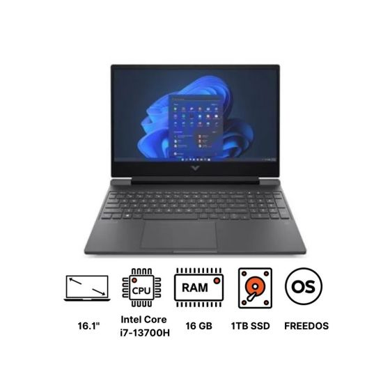 اتش بي Victus 16-R0042ne لابتوب، إنتل كور i7-13700H، 1 تيرا SSD، 16 جيجا رام، 16.1 بوصة، شاشة FHD 144Hz، كارت شاشة انفيديا جي فورس RTX 4060 8 جيجا، دوس - سيلفر - 81P94EA