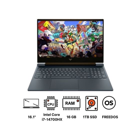 اتش بي Victus 16-r1049ne لابتوب، إنتل كور i7-14700HX، 1 تيرا SSD، 16 جيجا رام، 16.1 بوصة، شاشة FHD 144Hz، كارت شاشة انفيديا جي فورس RTX 4060 8 جيجا، دوس - أسود
