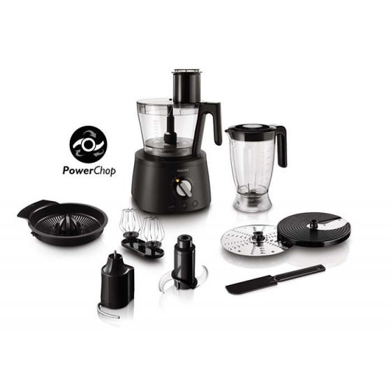 Philips Avance Collection Compact 3 In 1 Food Processor, 1300 Watt, Black - HR7776/90