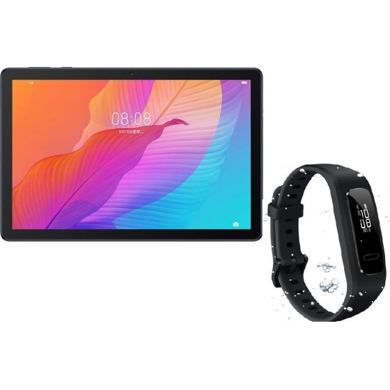 تابلت هواوي ميت باد T 10، شاشة 9.7 بوصة، 32 جيجا، شبكة 4G LTE - ازرق، مع سوار سمارت 4e - اسود