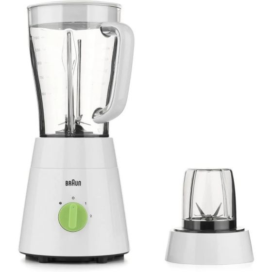 Braun Countertop Blender with Attachments, 1.5 Liters, 500W, White - JB0115WH