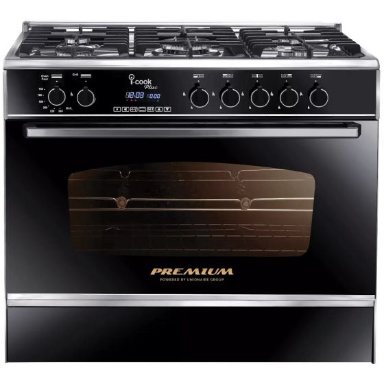 بوتجاز غاز بريميوم، 5 شعلات،  اسود/فضي - PRM6090SS-DC-511-IDSC