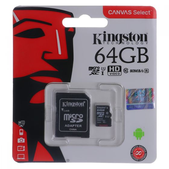 بطاقة ذاكرة مايكرو اس دي كينجستون، فئة 10، 64 جيجا- SDCS/64GB
