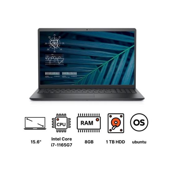 Dell Vostro 3510 Laptop, Intel Core i7-1165G7, 15.6 Inch, 1TB HDD, 8 GB RAM, Nvidia MX350 2G, ubuntu, Black 