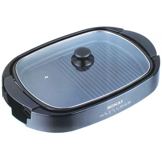 شواية كهرباء سوناي بغطاء زجاج، 1500 وات، اسود/رمادى - SH-610