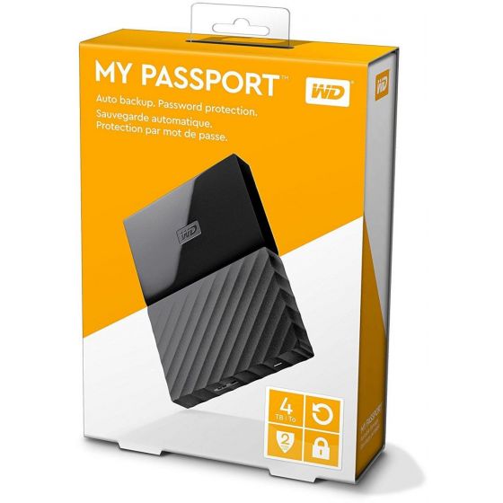 WD My Passport Portable External Hard Drive, 4TB, Black - WDBYFT0040BBK