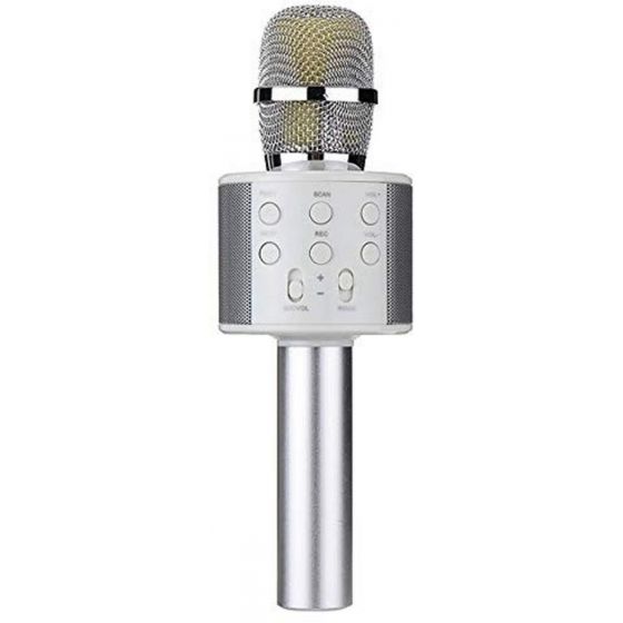 ميكروفون لاسلكي كاريوكي محمول، فضي - WS-858